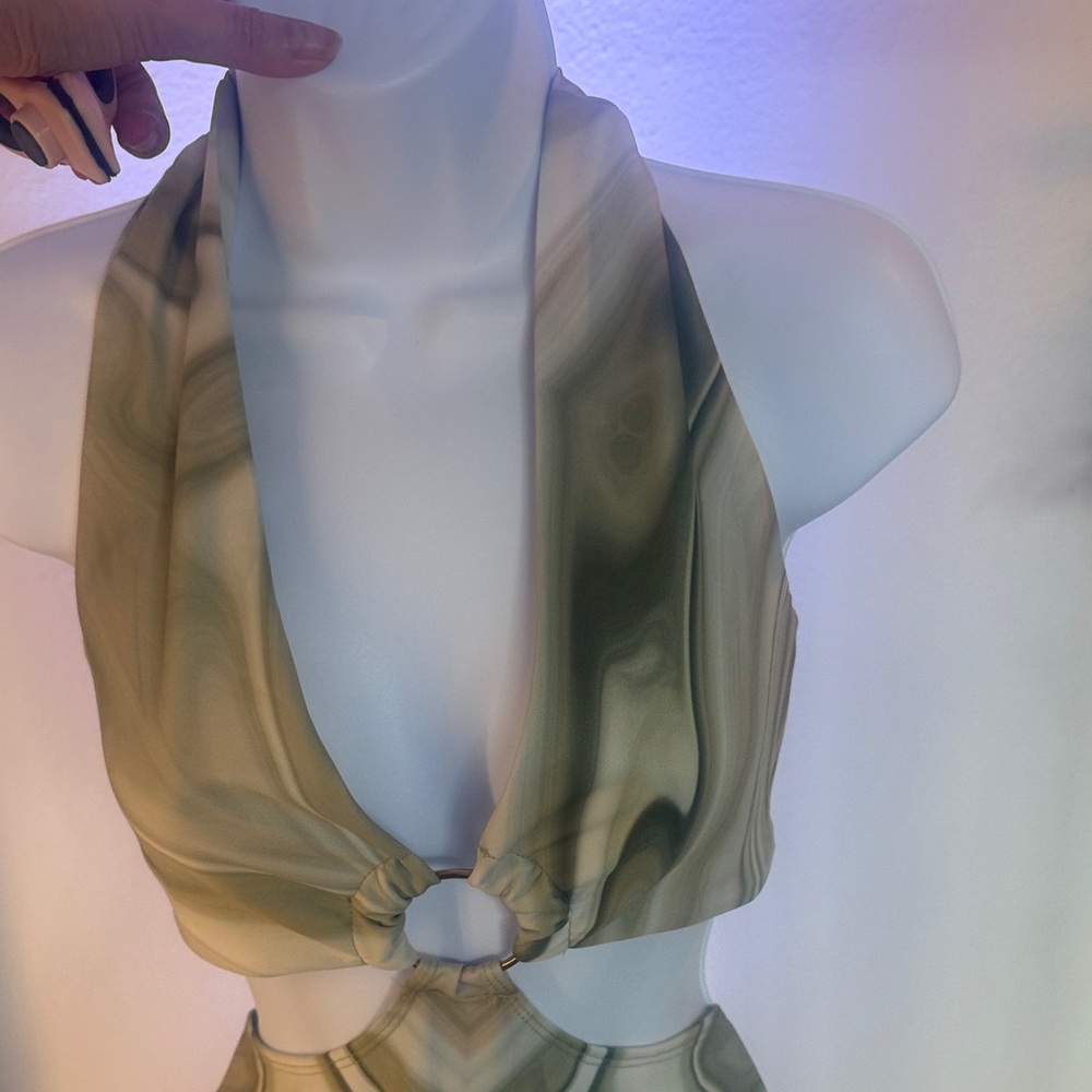 Chic Swirl Pattern Halter Mini Dress - Picture 6 of 6